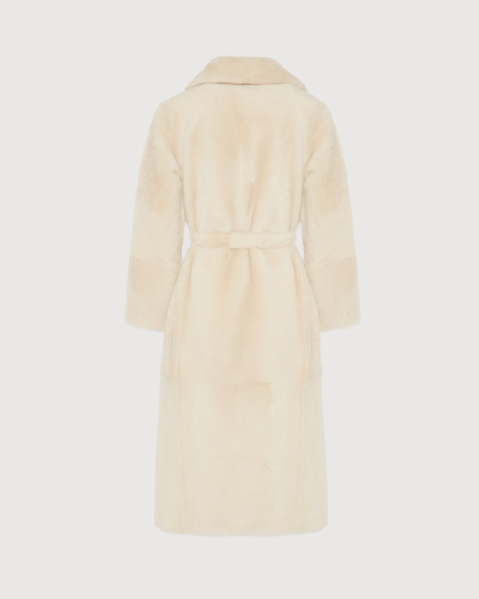 Long reversible belted shearling coat -Yves Salomon