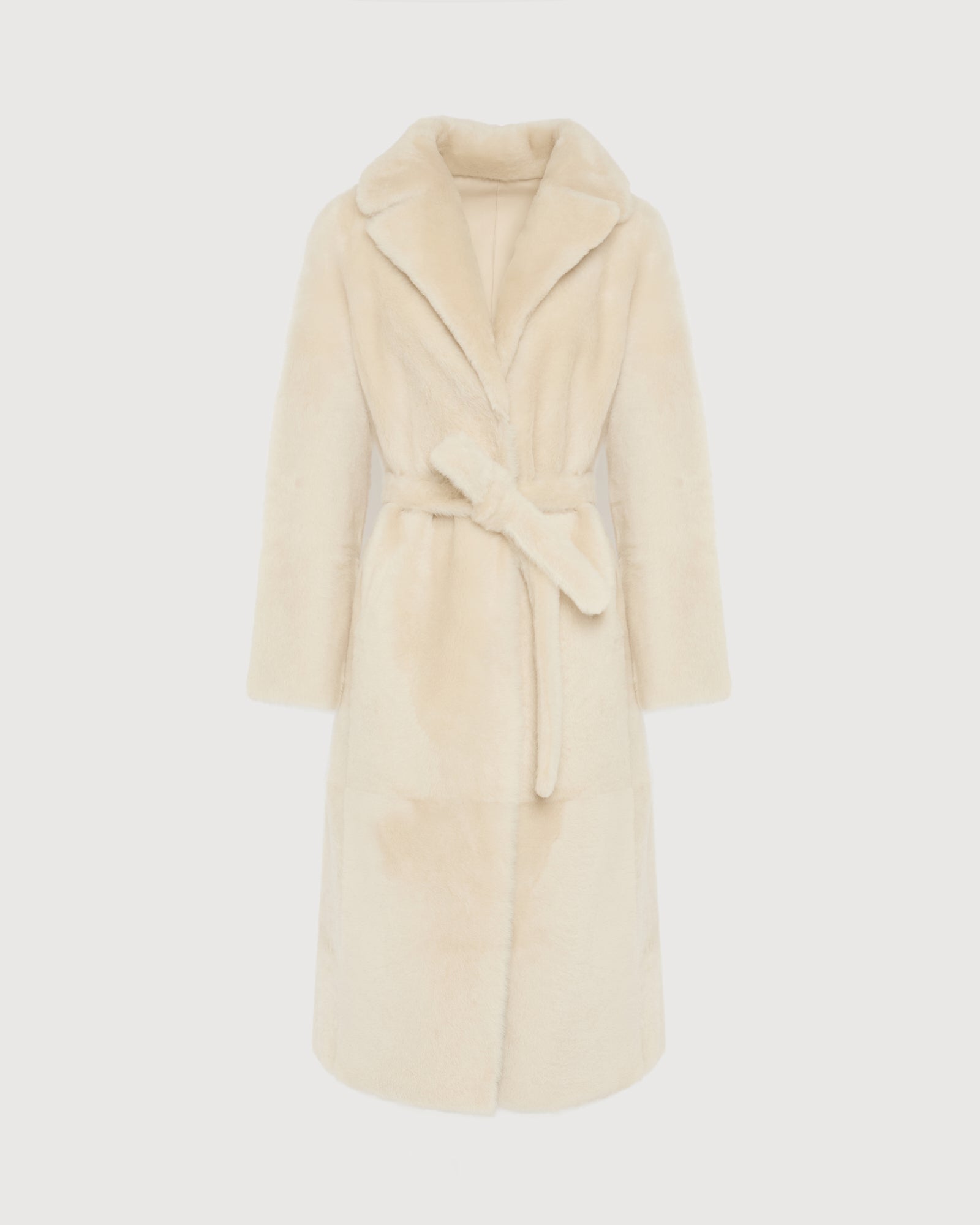 Long reversible belted shearling coat -Yves Salomon