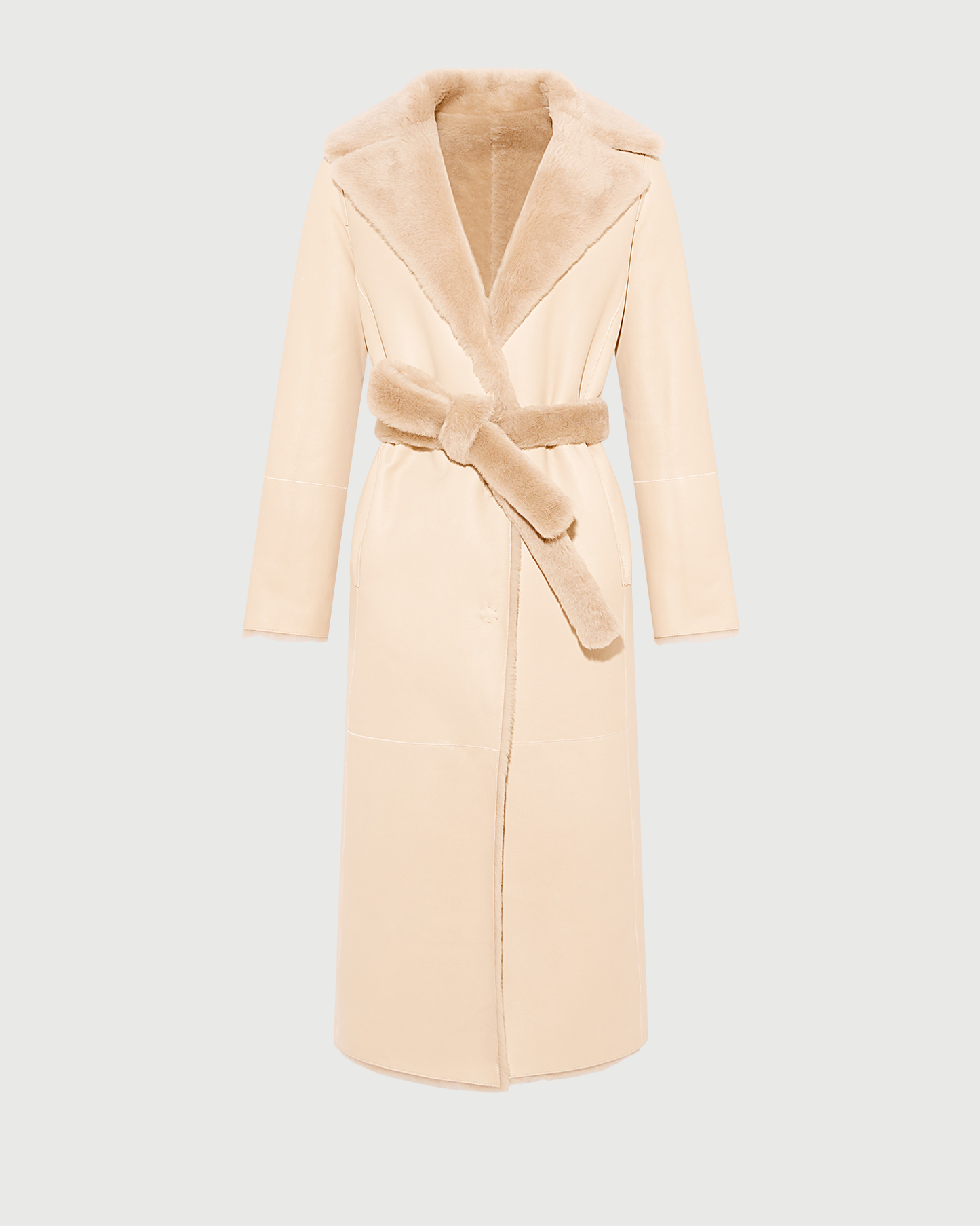 Reversible belted long shearling coat - Yves Salomon - New Fall Winter Collection