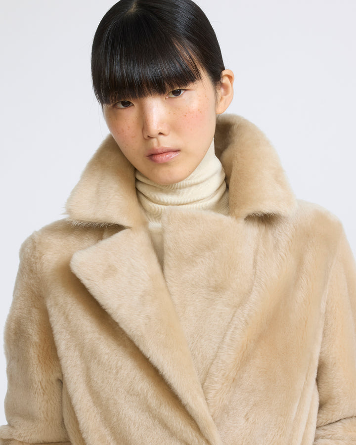 Reversible belted long shearling coat - Yves Salomon - New Fall/Winter Collection