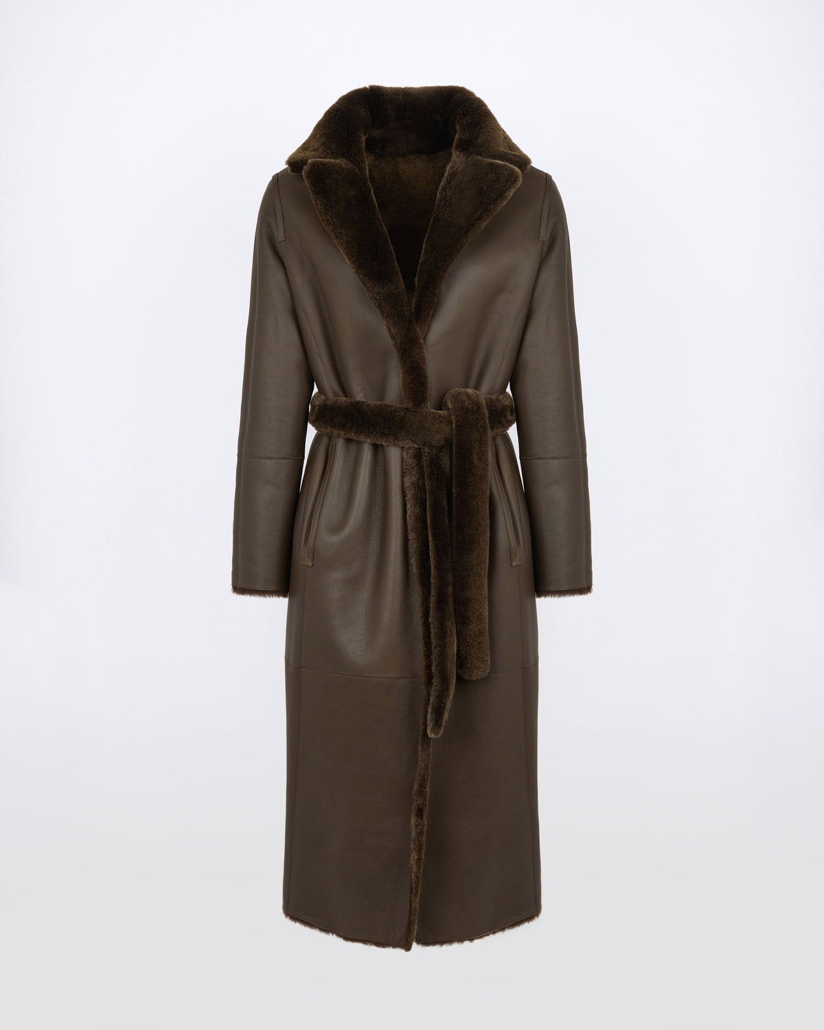Reversible belted long shearling coat - Yves Salomon - New Fall/Winter Collection