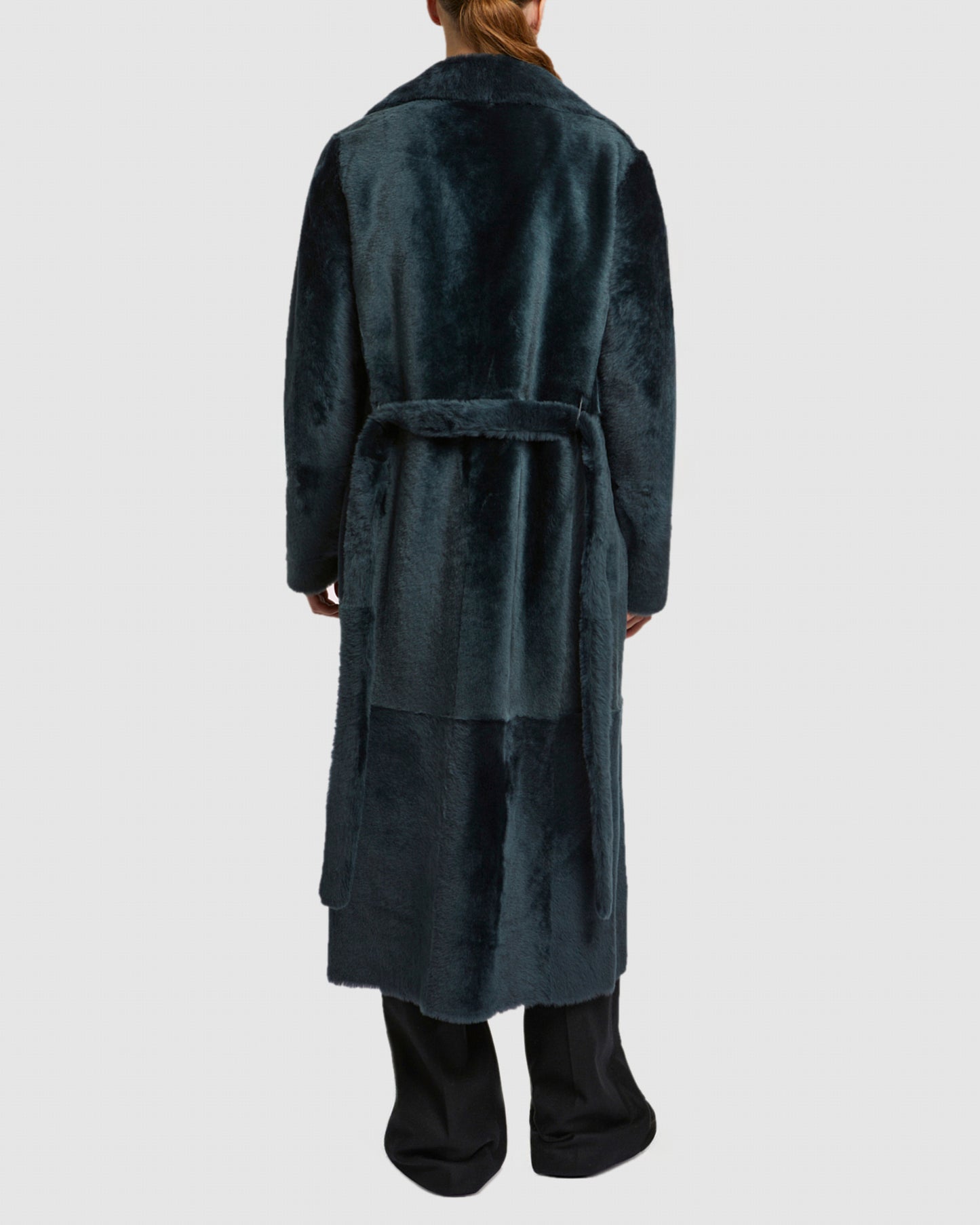 Long reversible belted shearling coat -Yves Salomon