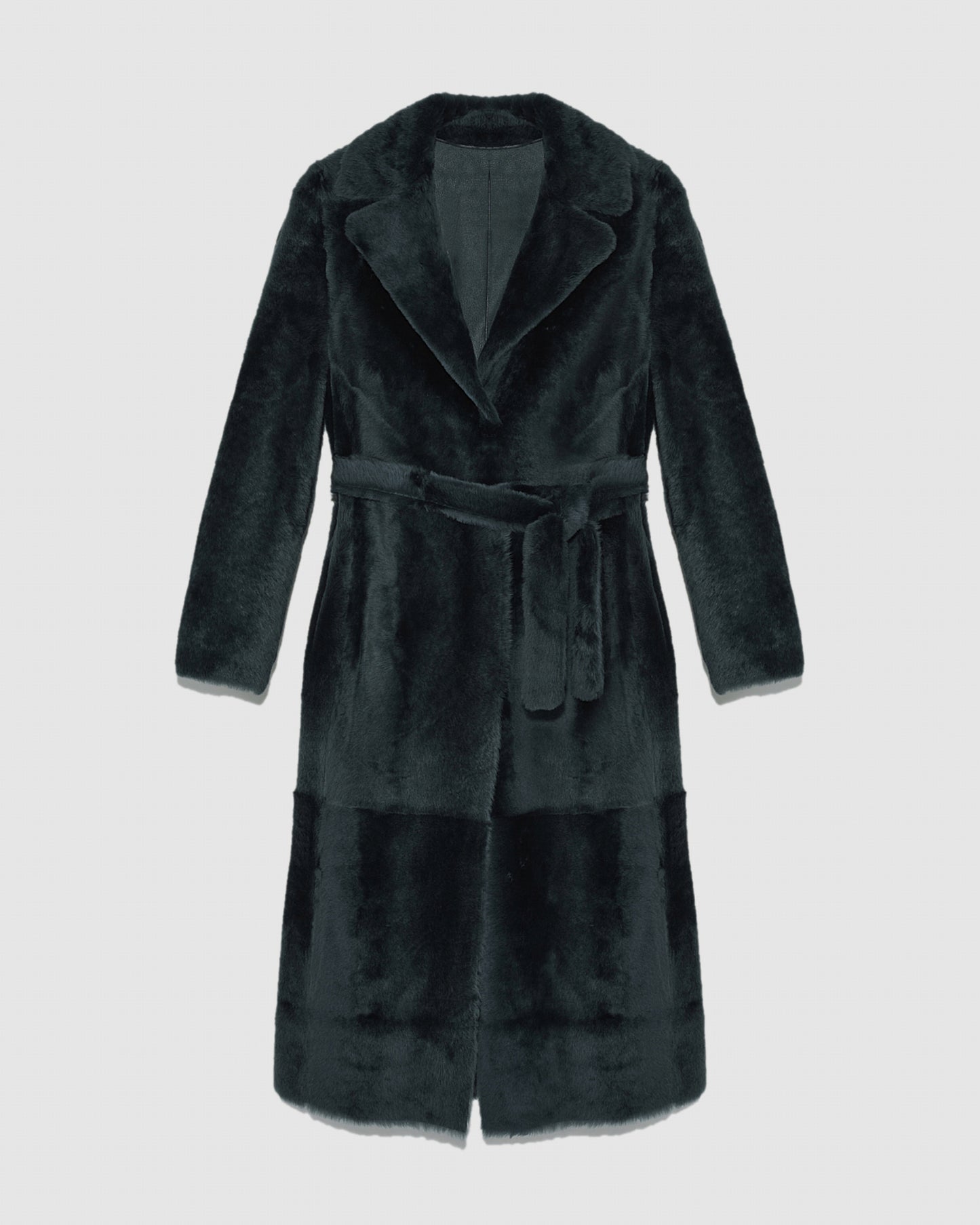 Long reversible belted shearling coat -Yves Salomon
