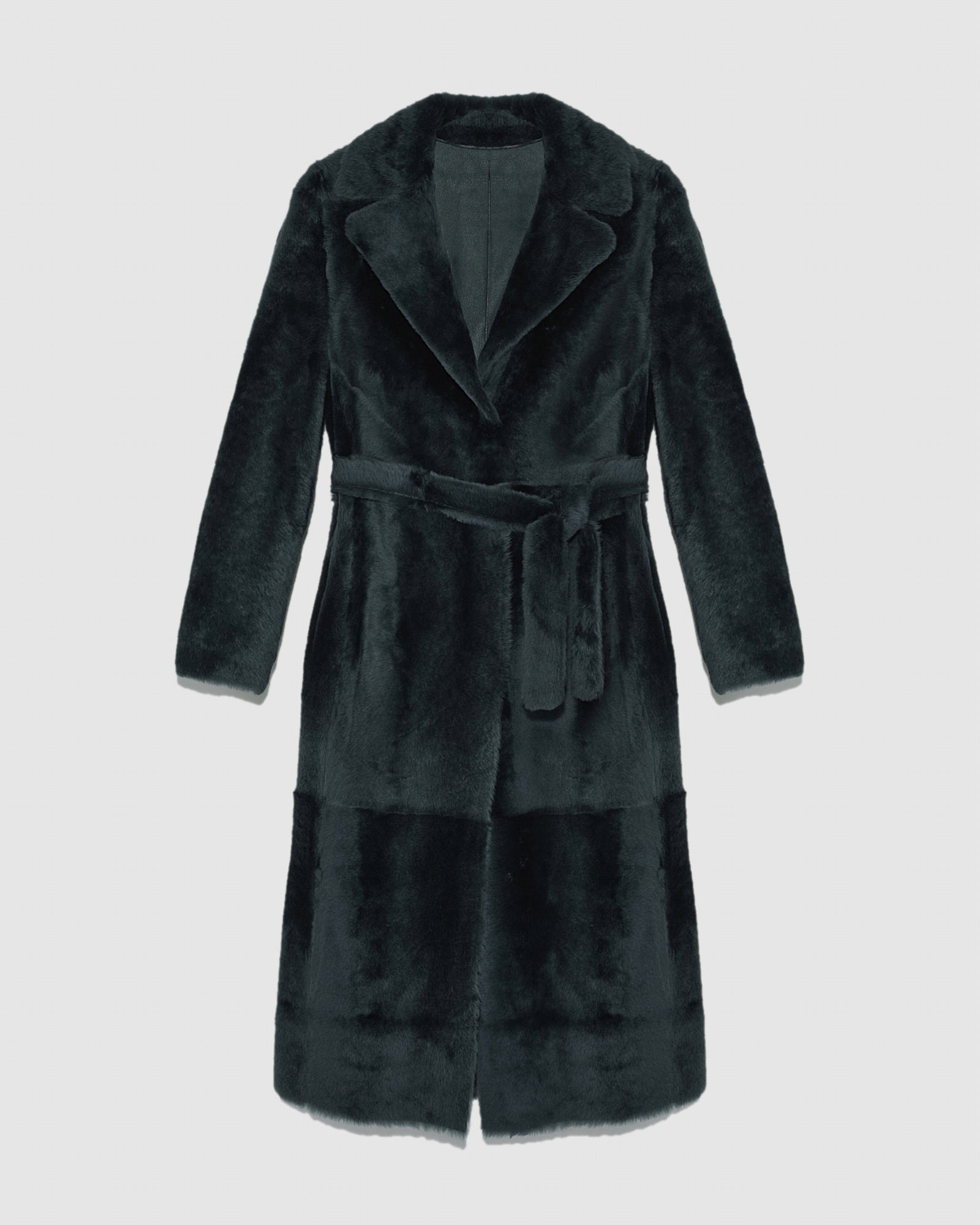 Long reversible belted shearling coat -Yves Salomon