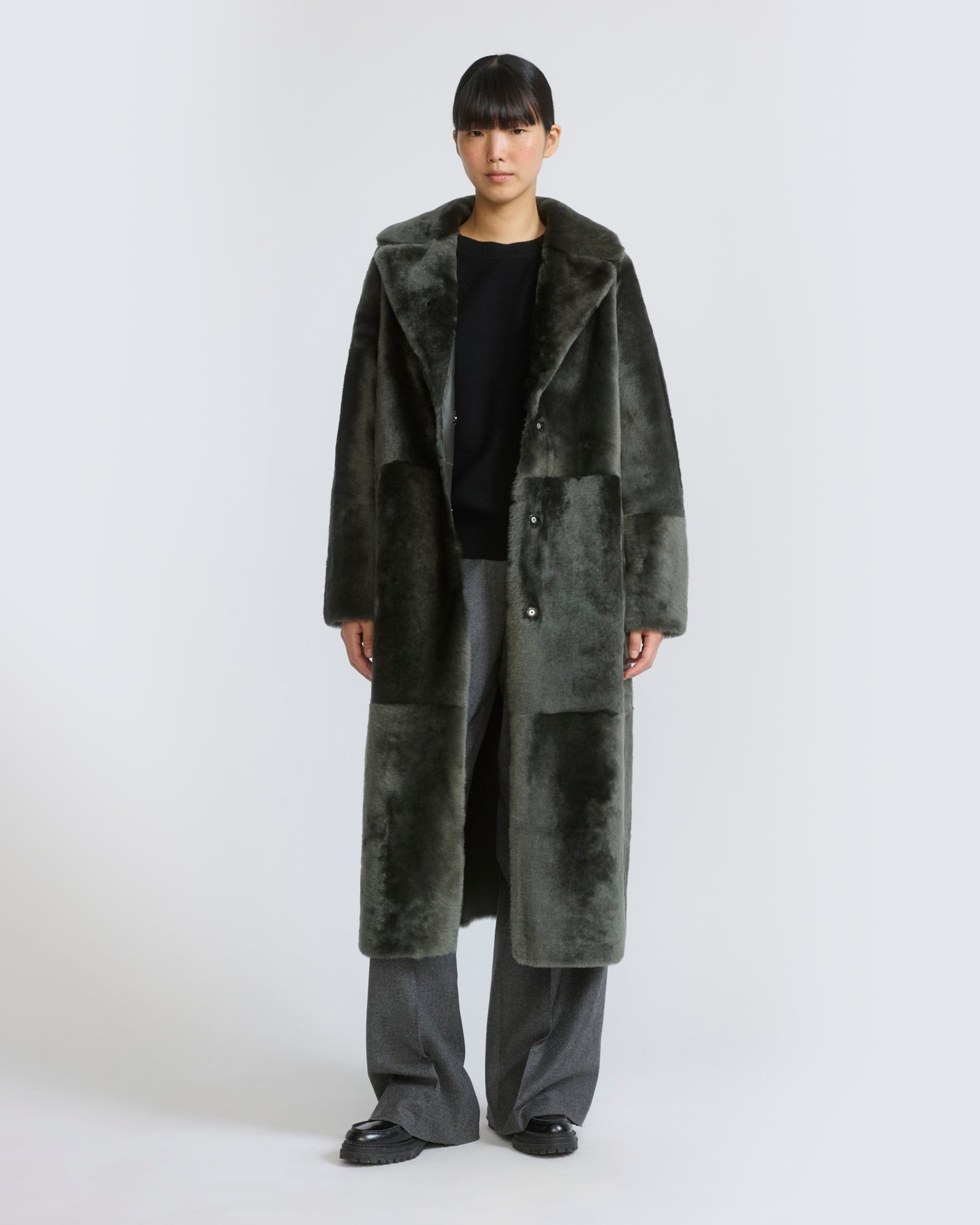 Reversible belted long shearling coat - Yves Salomon - New Fall/Winter Collection