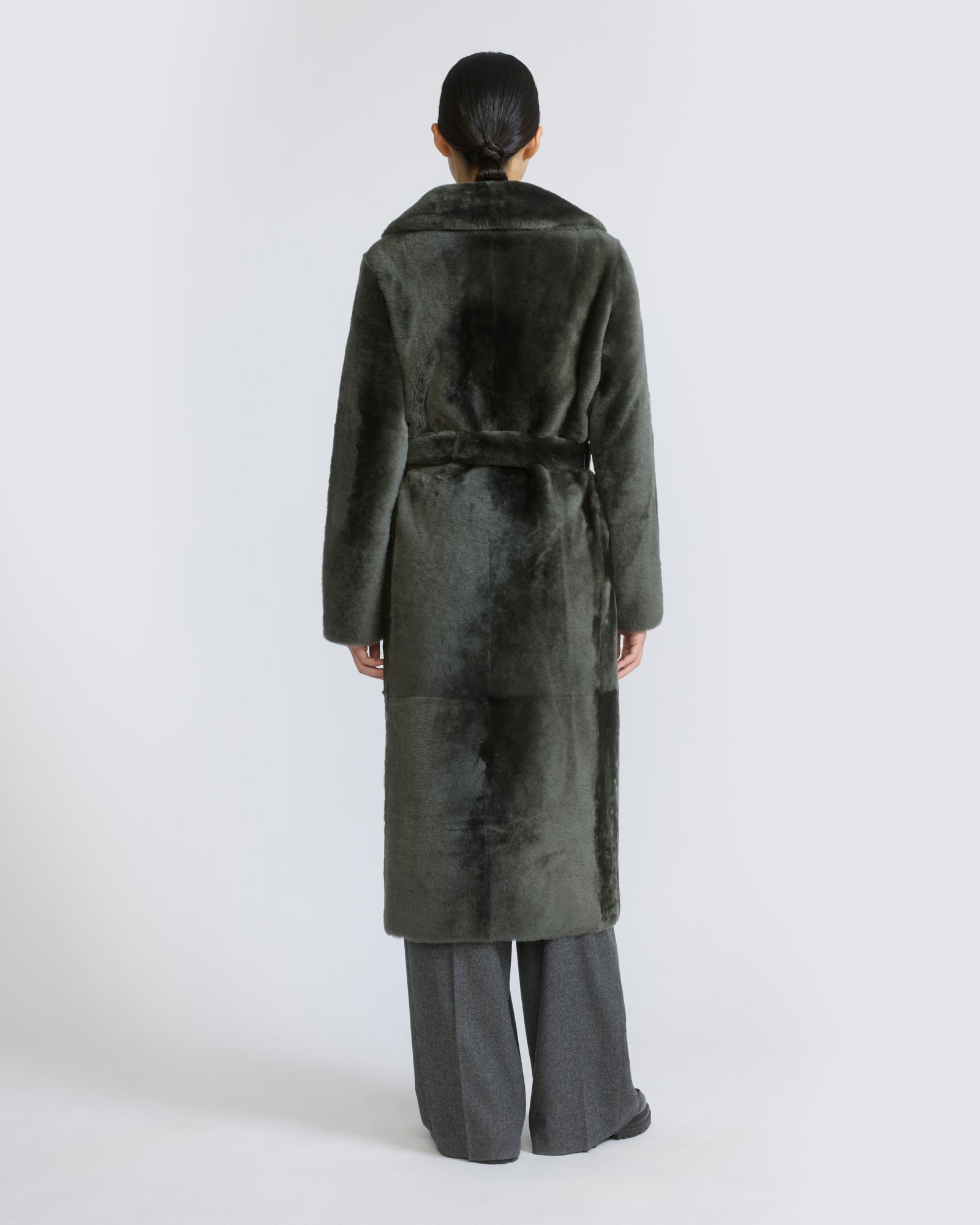 Reversible belted long shearling coat - Yves Salomon - New Fall/Winter Collection