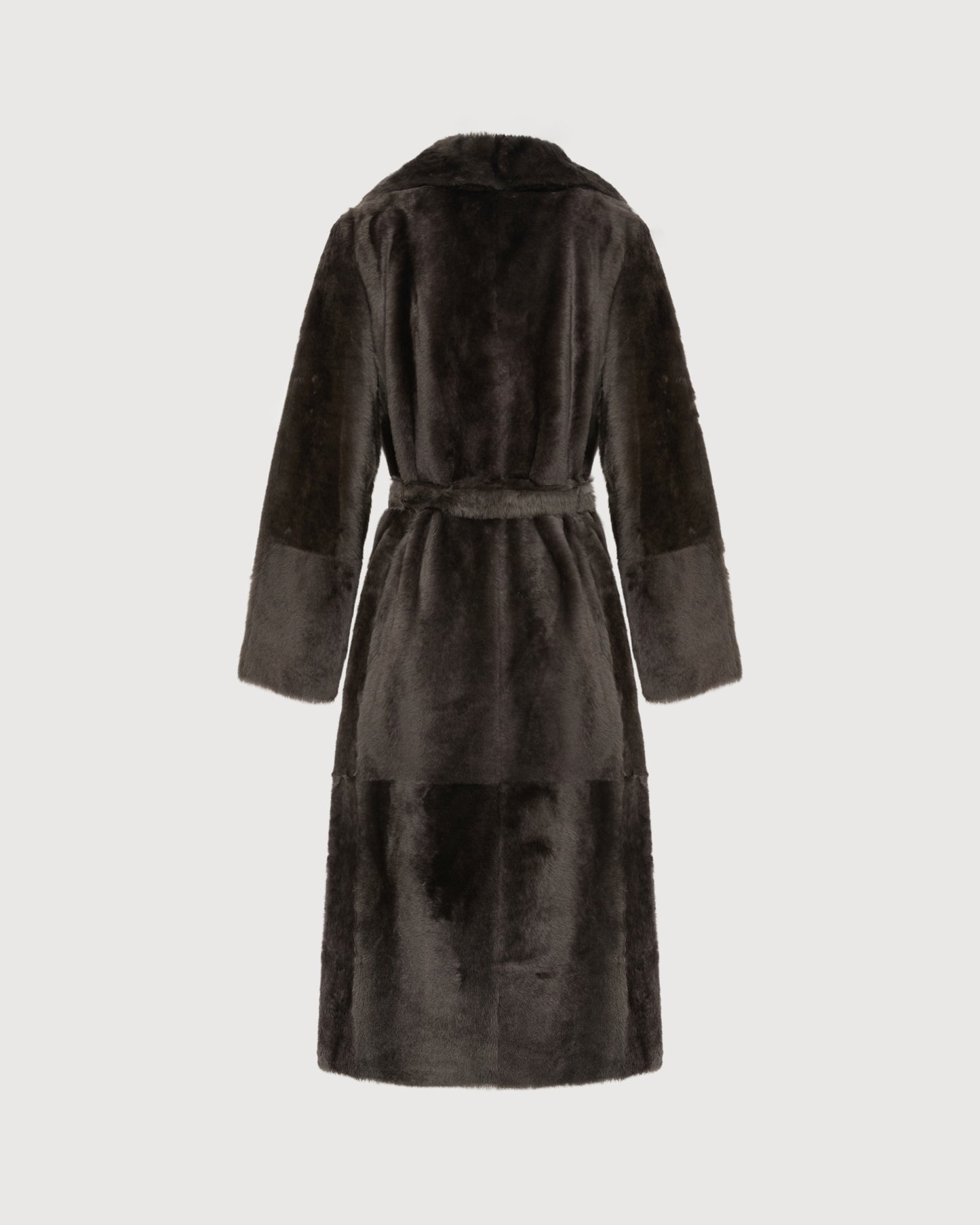 Long reversible belted shearling coat -Yves Salomon