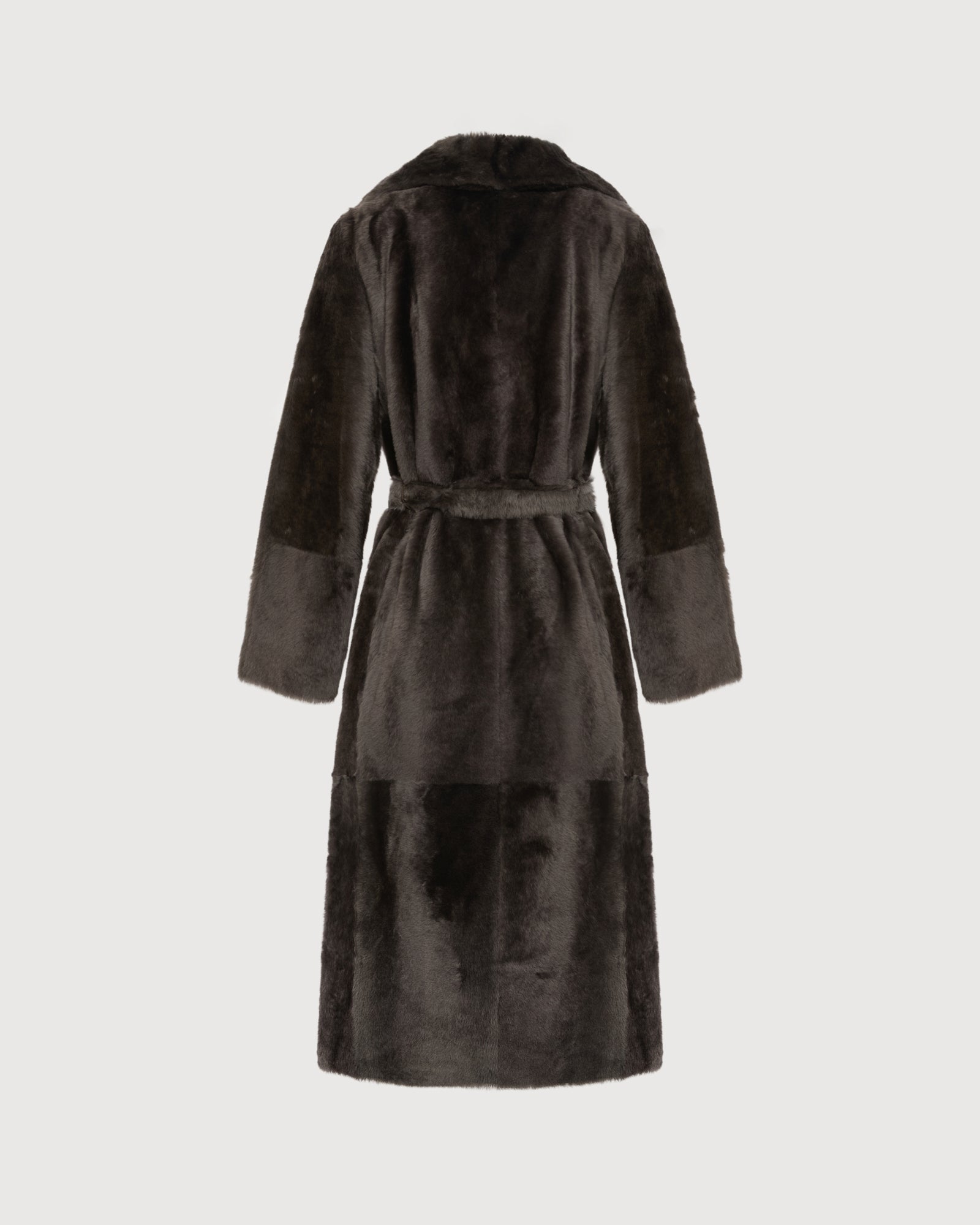 Long reversible belted shearling coat -Yves Salomon