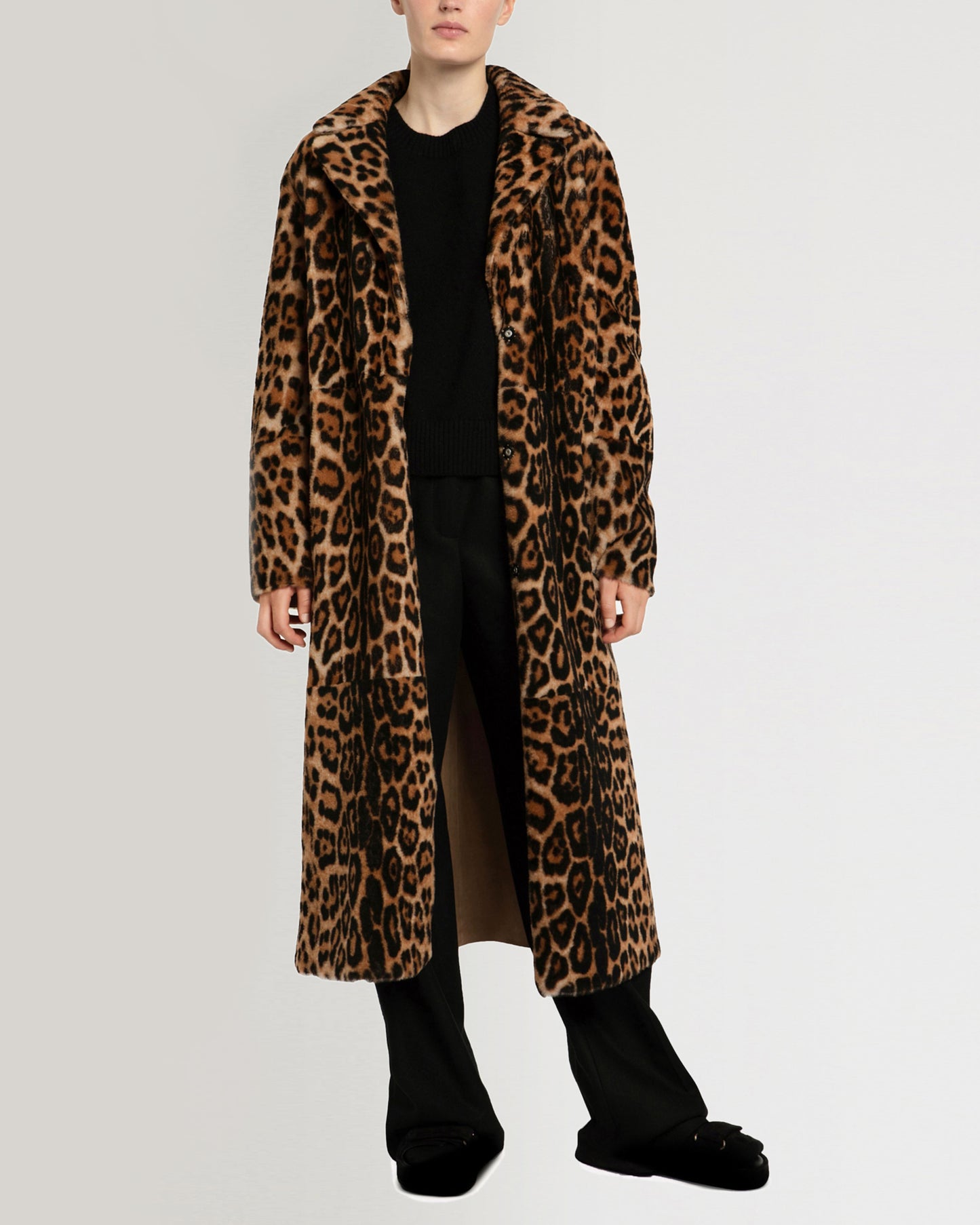 Long reversible belted shearling coat -Yves Salomon