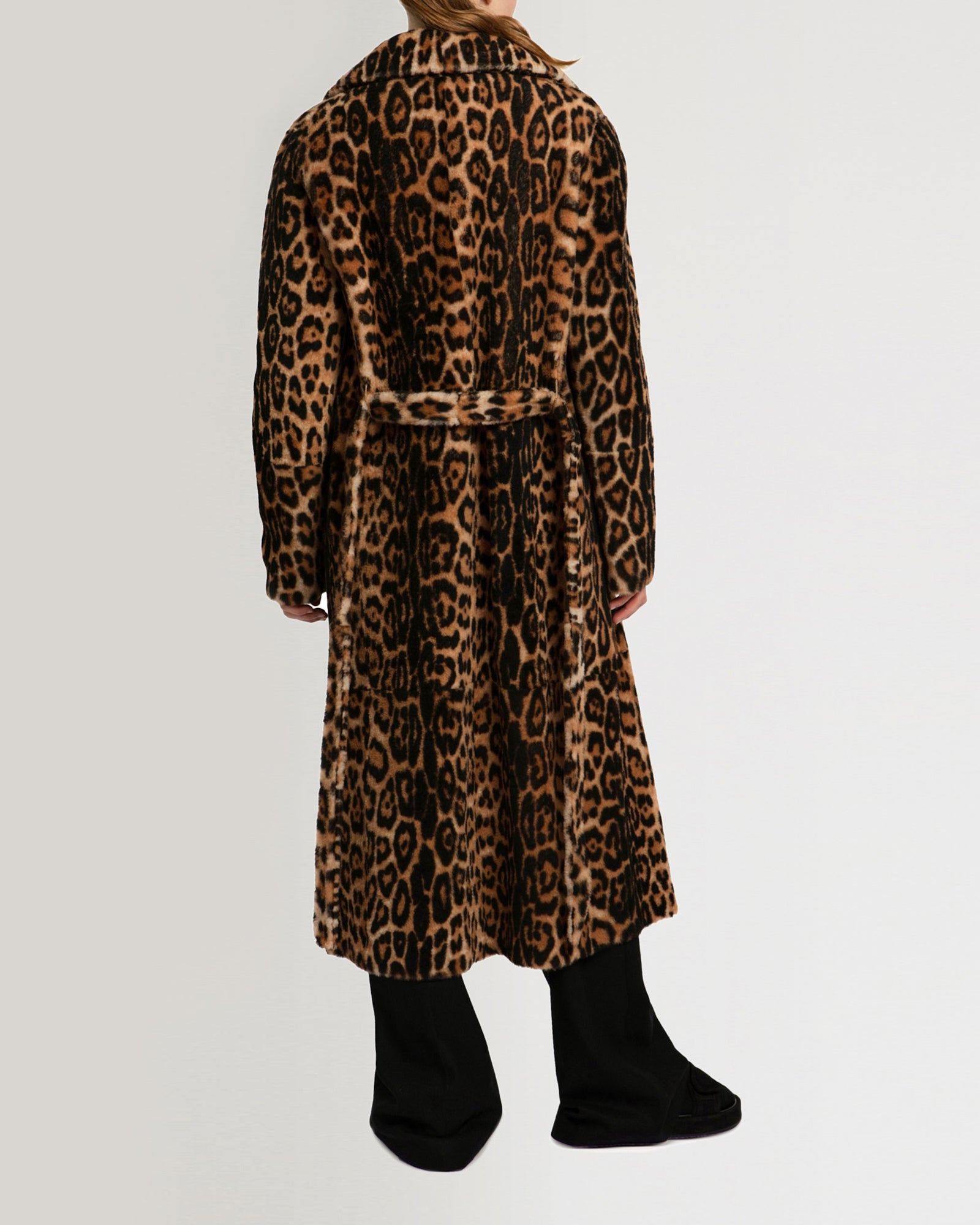 Long reversible belted shearling coat -Yves Salomon