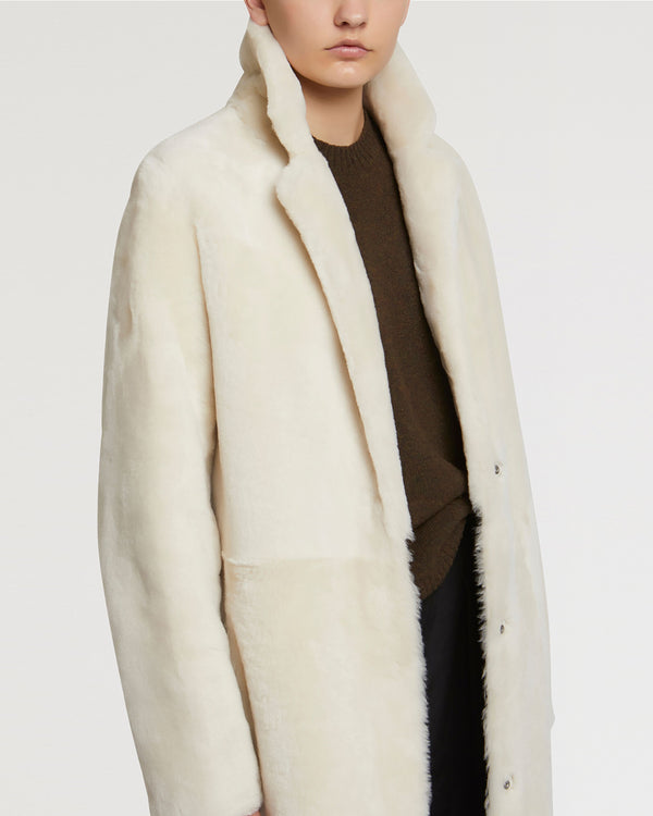 Reversible merino shearling coat
