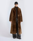 Long reversible lambskin shearling coat