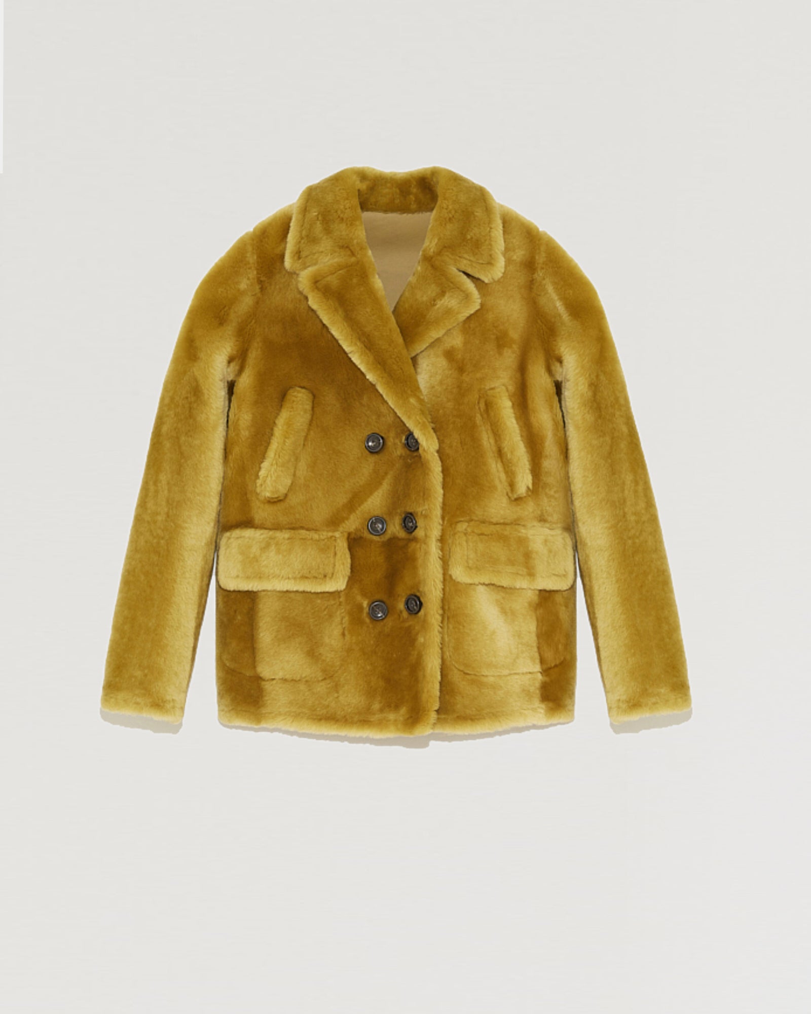 Jacket with pockets in shearling-Yves Salomon-Winter sale & boxing day