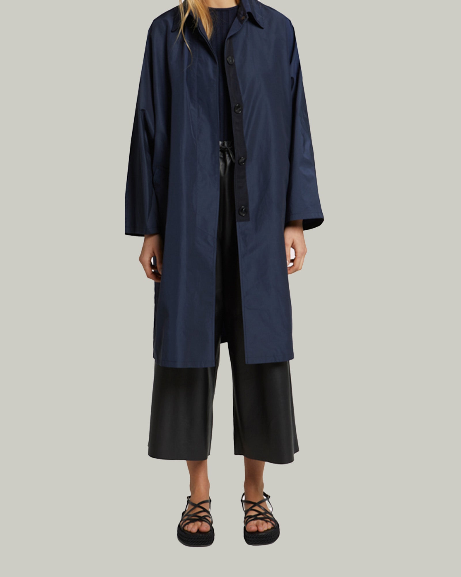 Oversized technical fabric raincoat - blue -Yves Salomon