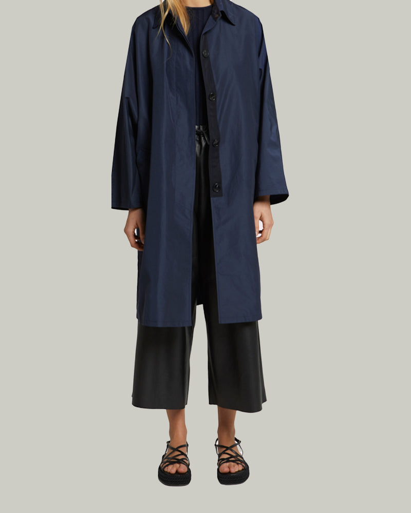 Oversized technical fabric raincoat - blue