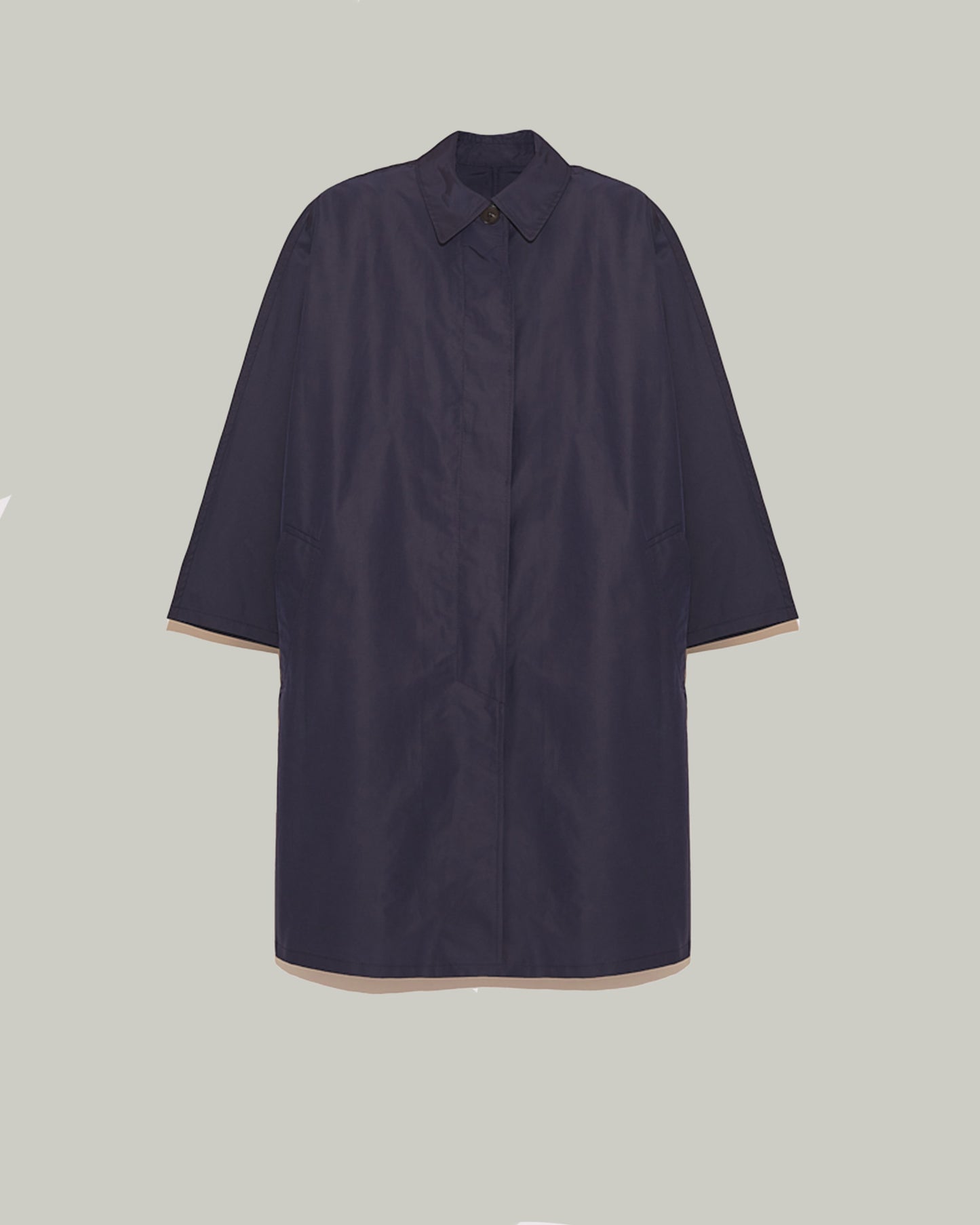 Oversized technical fabric raincoat - blue -Yves Salomon