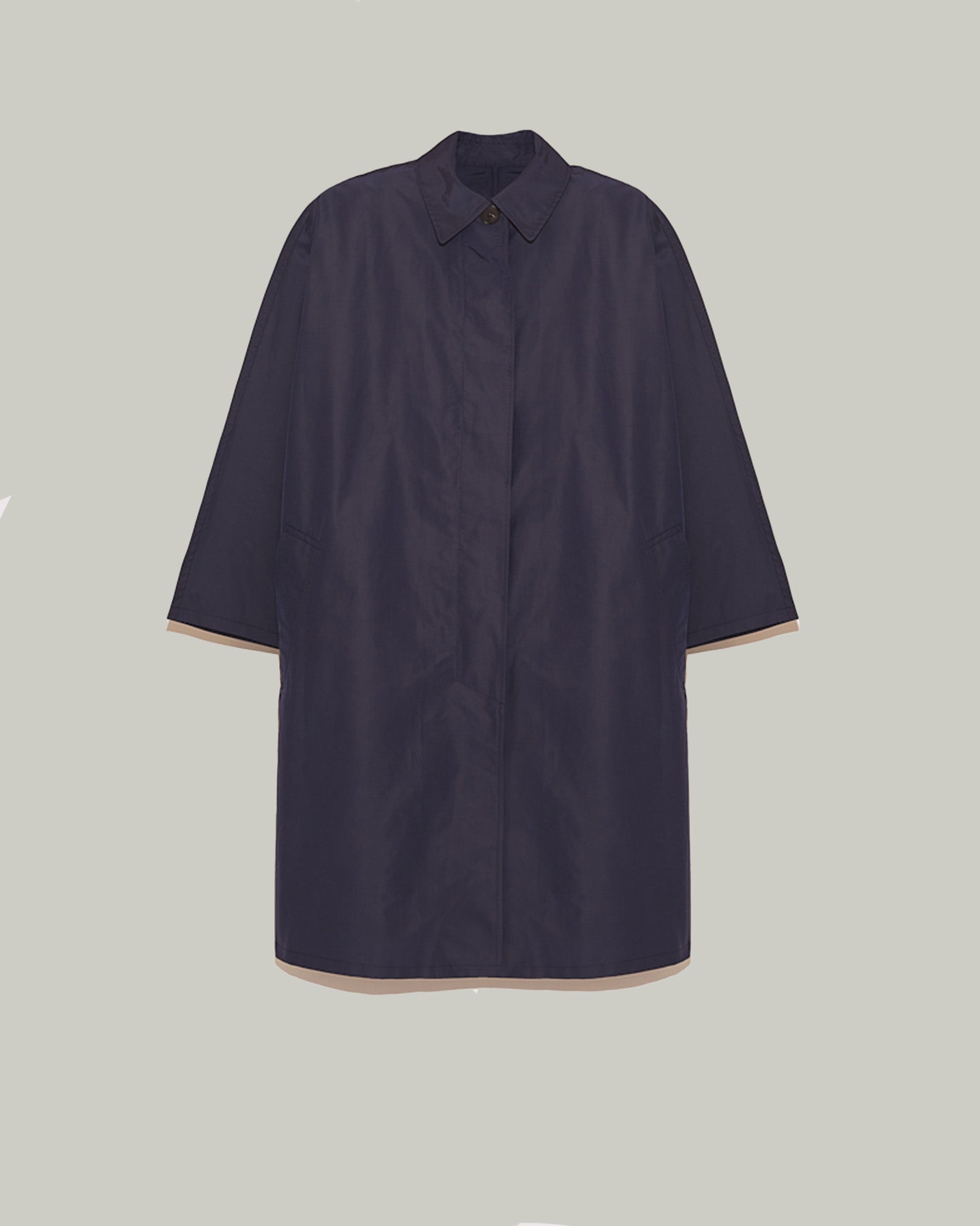 Oversized technical fabric raincoat - blue -Yves Salomon