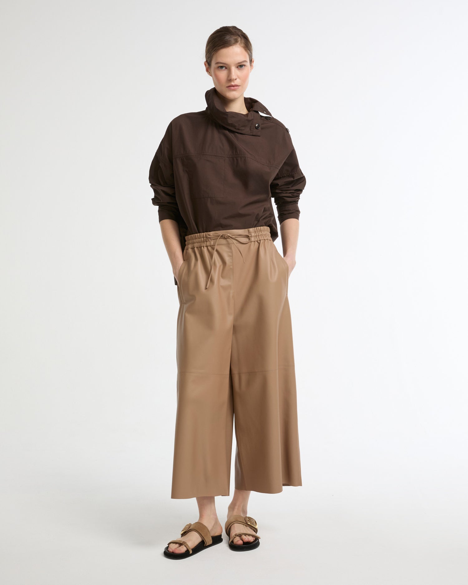 Summer sale - Poplin funnel neck blouse -Yves Salomon - New spring summer collection