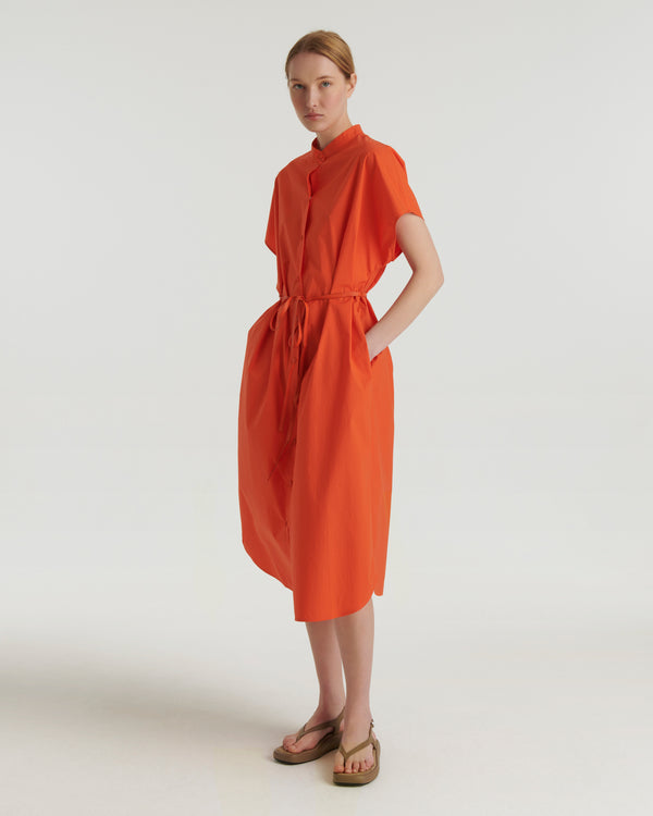 Long Cotton shirt dress - orange