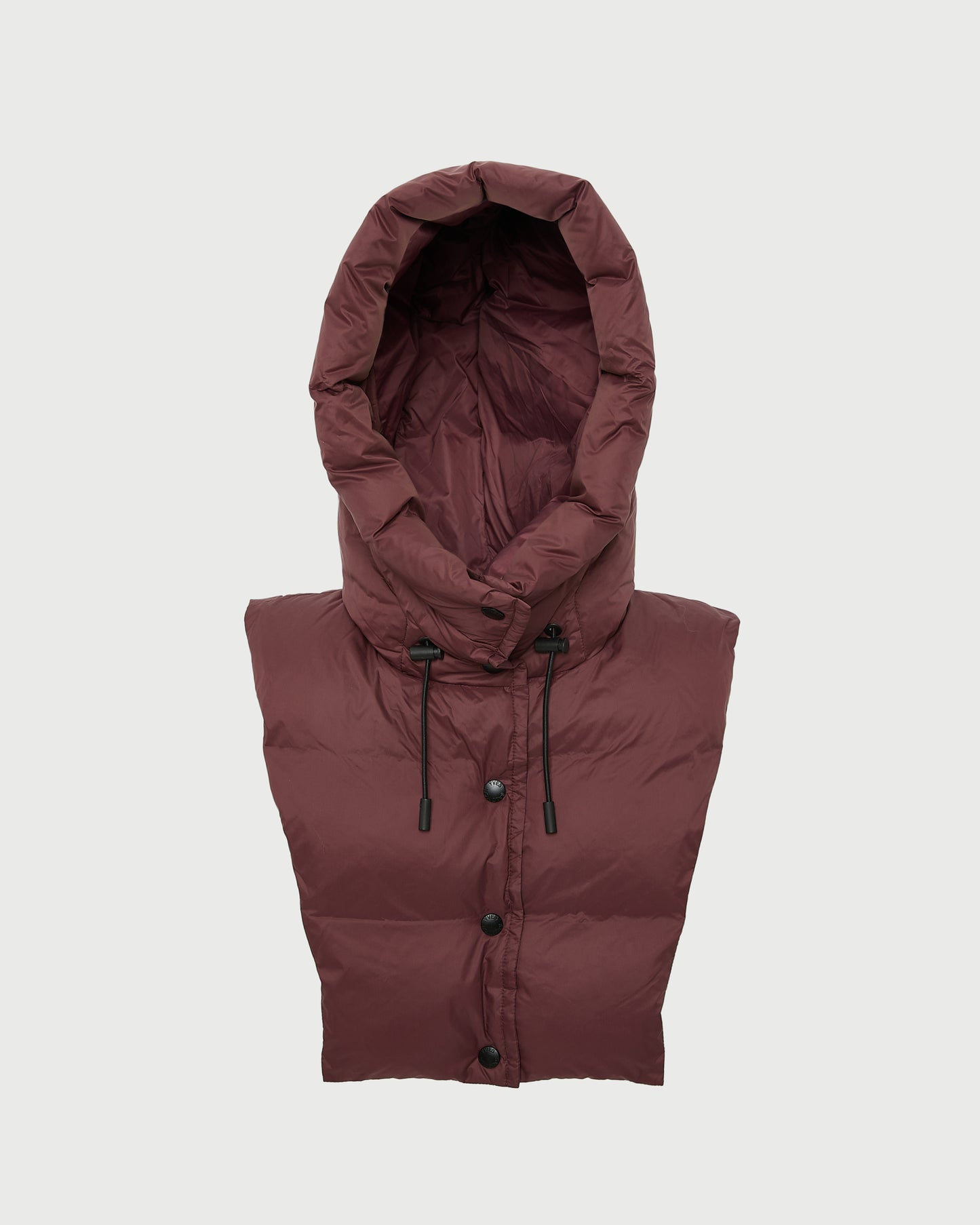 Padded hood bib in water-repellent technical fabric