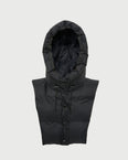 Padded hood bib in water-repellent technical fabric