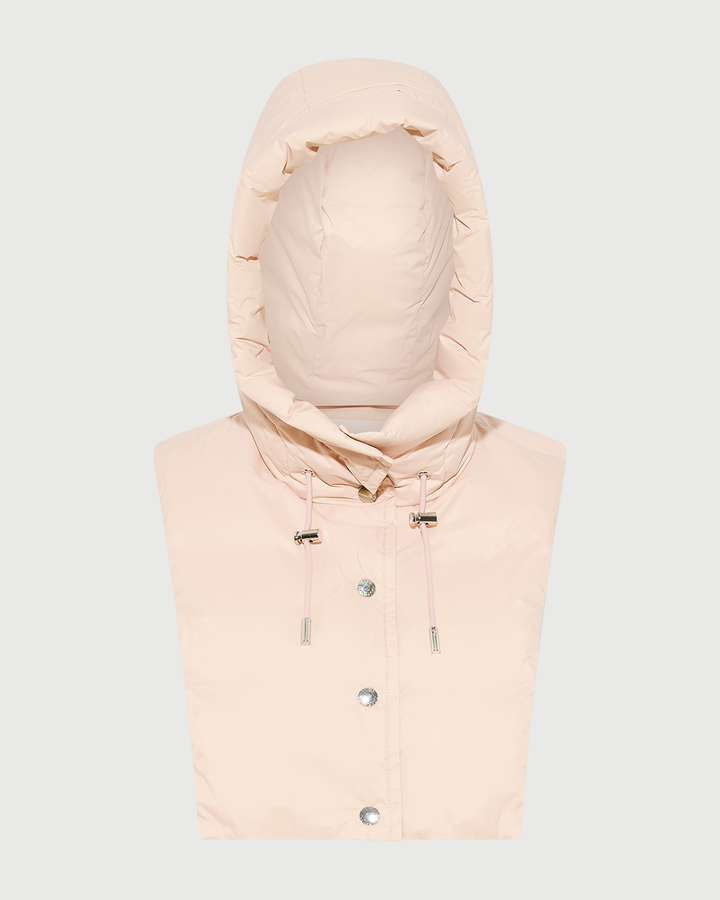 Padded hood bib in water-repellent technical fabric - Yves Salomon - New Fall Winter Collection