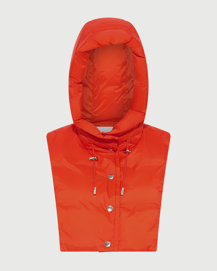 Padded hood bib in water-repellent technical fabric - Yves Salomon - New Fall Winter Collection