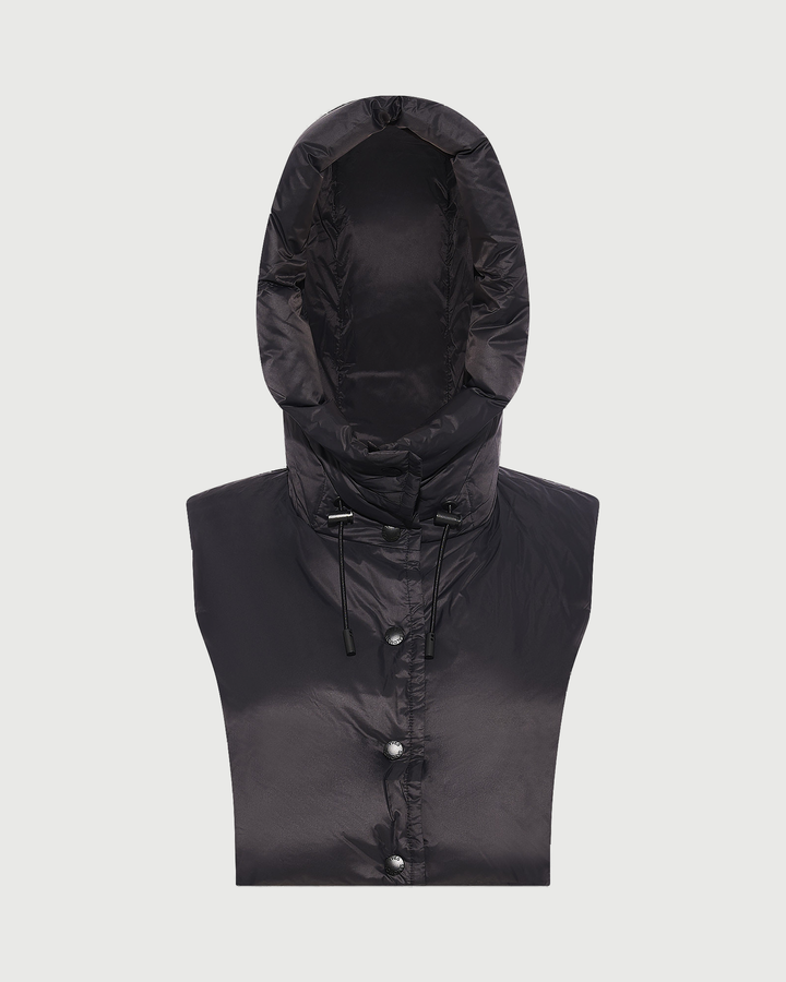 Padded hood bib in water-repellent technical fabric - Yves Salomon - New Fall Winter Collection