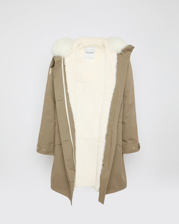 Iconic cotton blend and fur parka