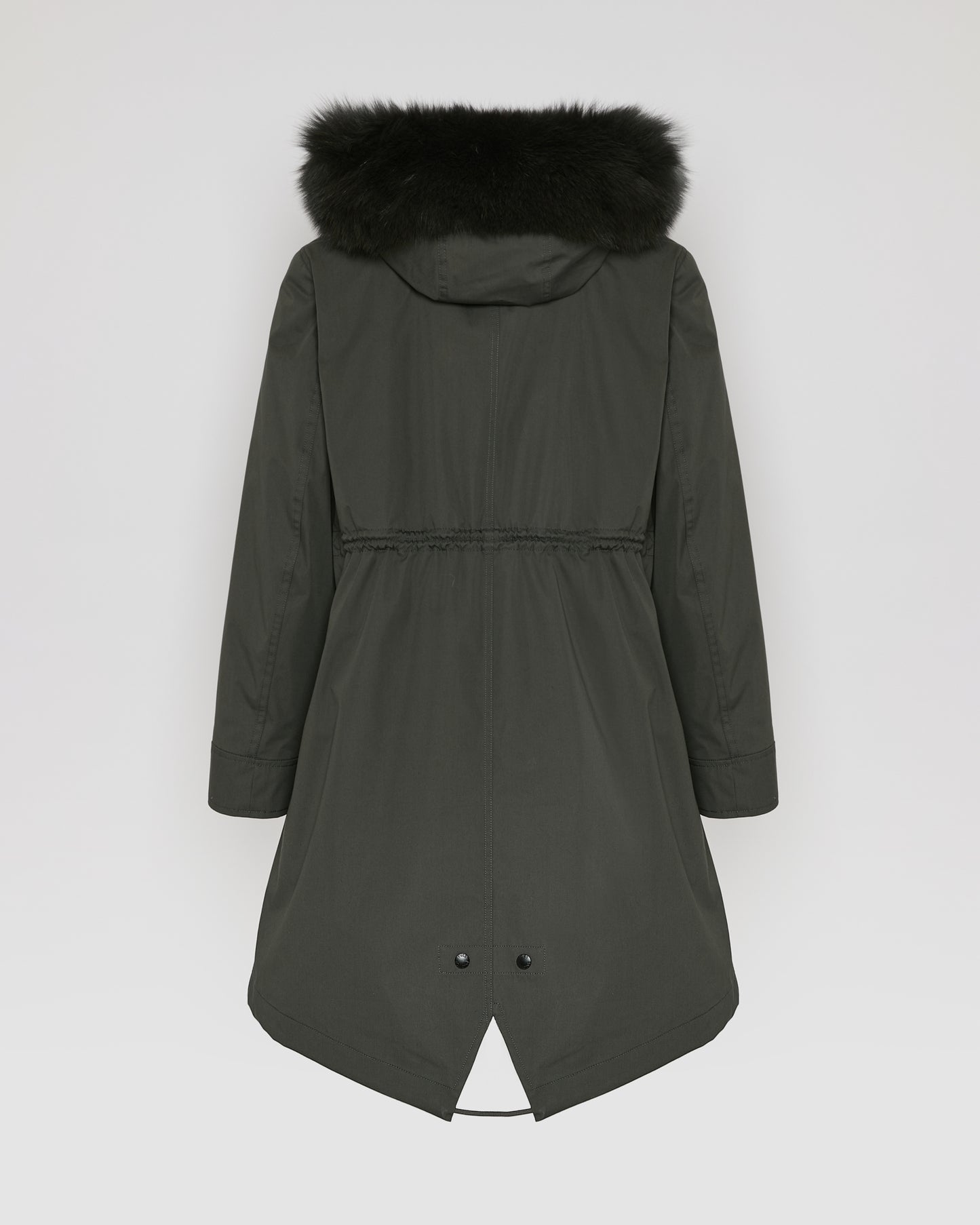 Long Iconic parka in waterproof cotton blend with fox and rabbit fur