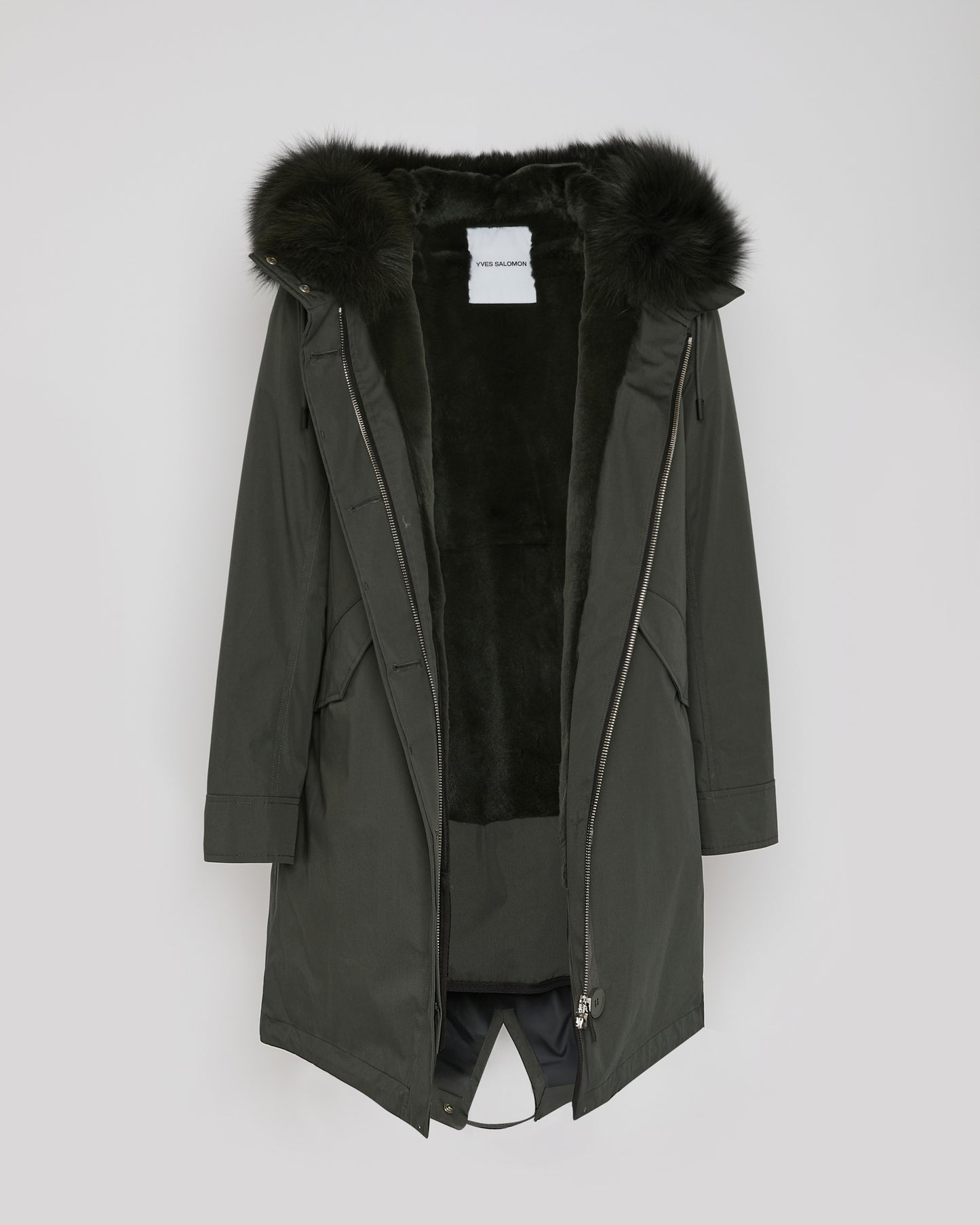Long Iconic parka in waterproof cotton blend with fox and rabbit fur
