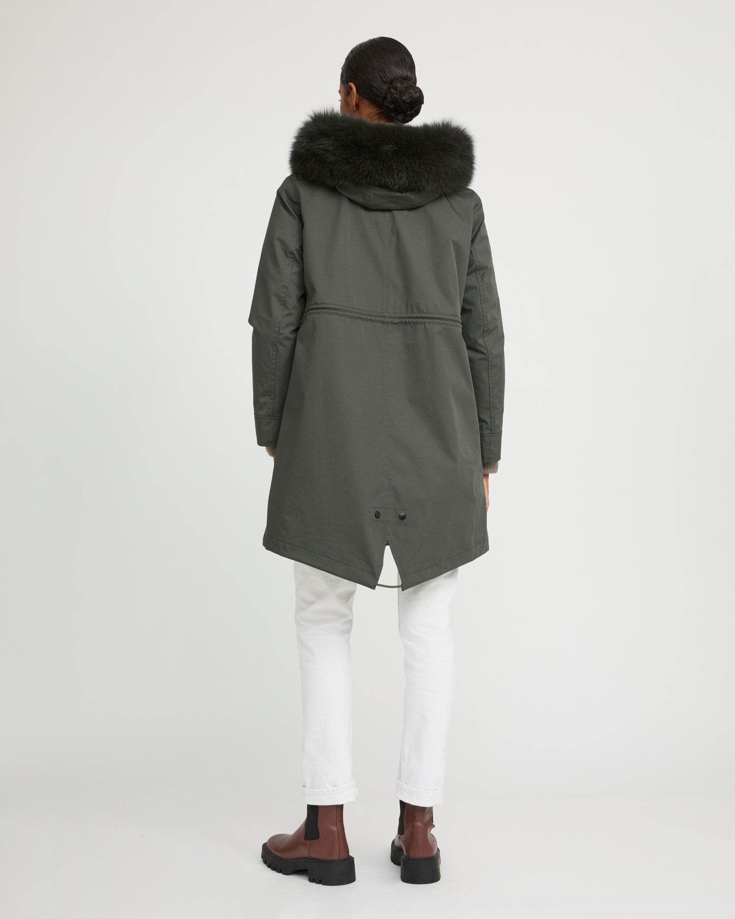 Long Iconic parka in waterproof cotton blend with fox and rabbit fur
