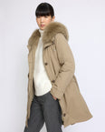 Long Iconic parka in waterproof cotton blend with fox and rabbit fur