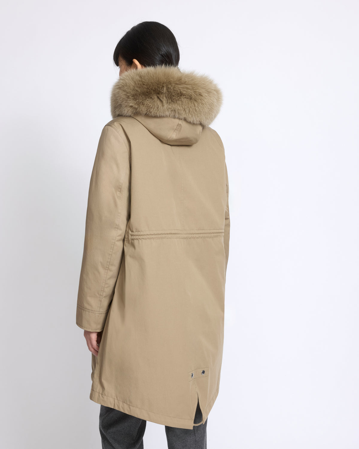 Long Iconic parka in waterproof cotton blend with fox and rabbit fur - Yves Salomon - New Fall/Winter Collection