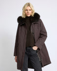 Long Iconic parka in waterproof cotton blend with fox and rabbit fur