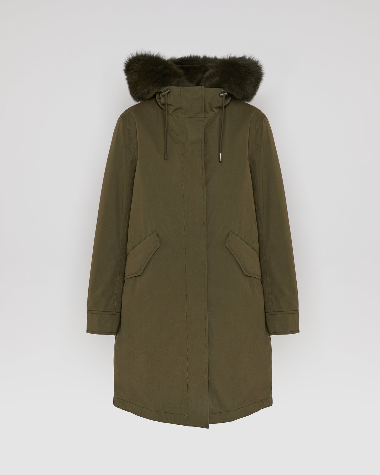 Long Iconic parka in waterproof cotton blend with fox and rabbit fur