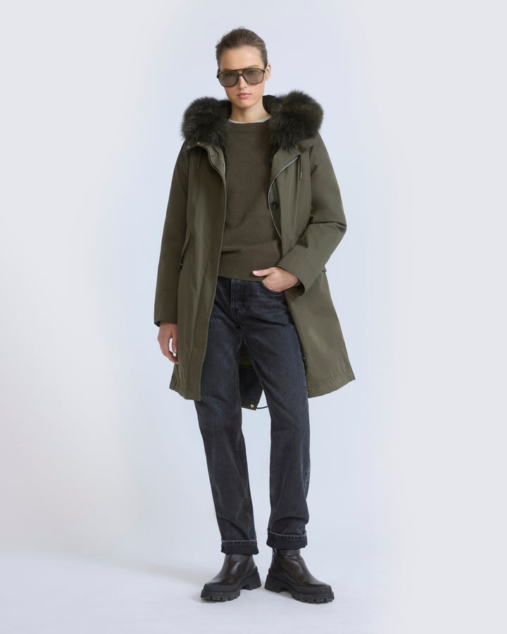 Long Iconic parka in waterproof cotton blend with fox and rabbit fur - Yves Salomon - New Fall/Winter Collection