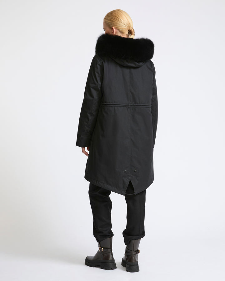 Long Iconic parka in waterproof cotton blend with fox and rabbit fur - Yves Salomon - New Fall Winter Collection