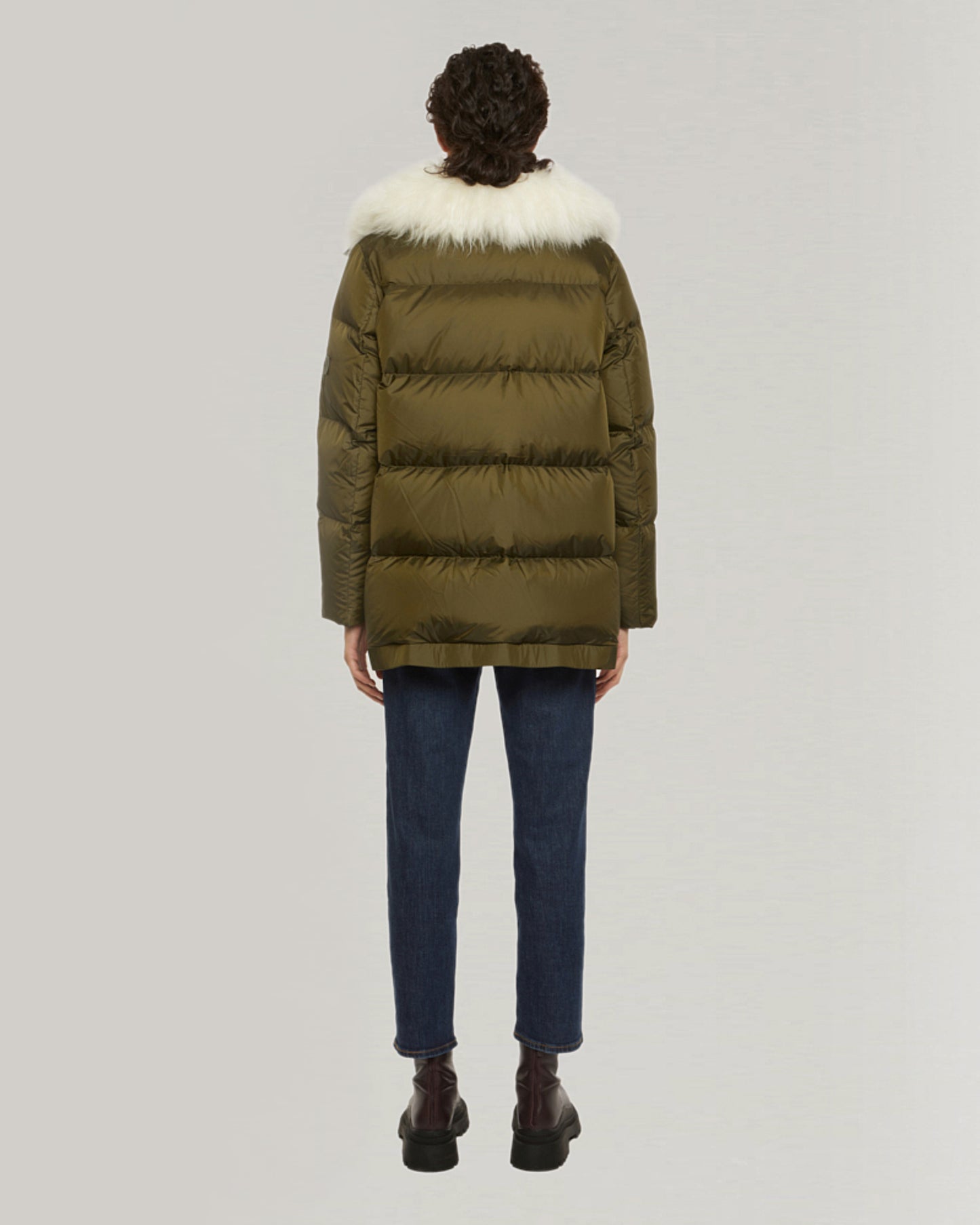 "A" line down jacket with lambskin collar in vaporous wool-Yves Salomon-Winter sale & boxing day