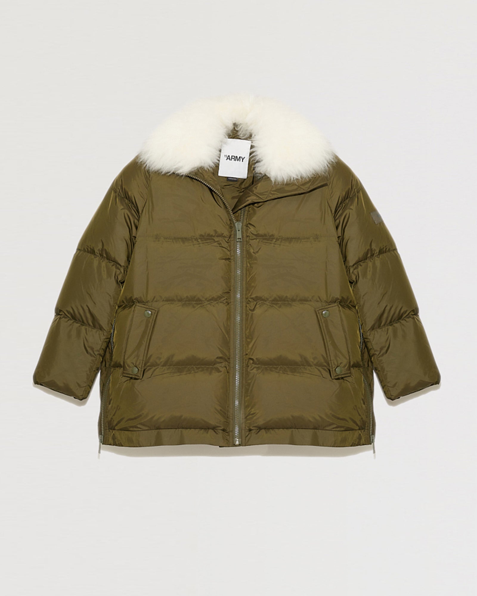 "A" line down jacket with lambskin collar in vaporous wool-Yves Salomon-Winter sale & boxing day
