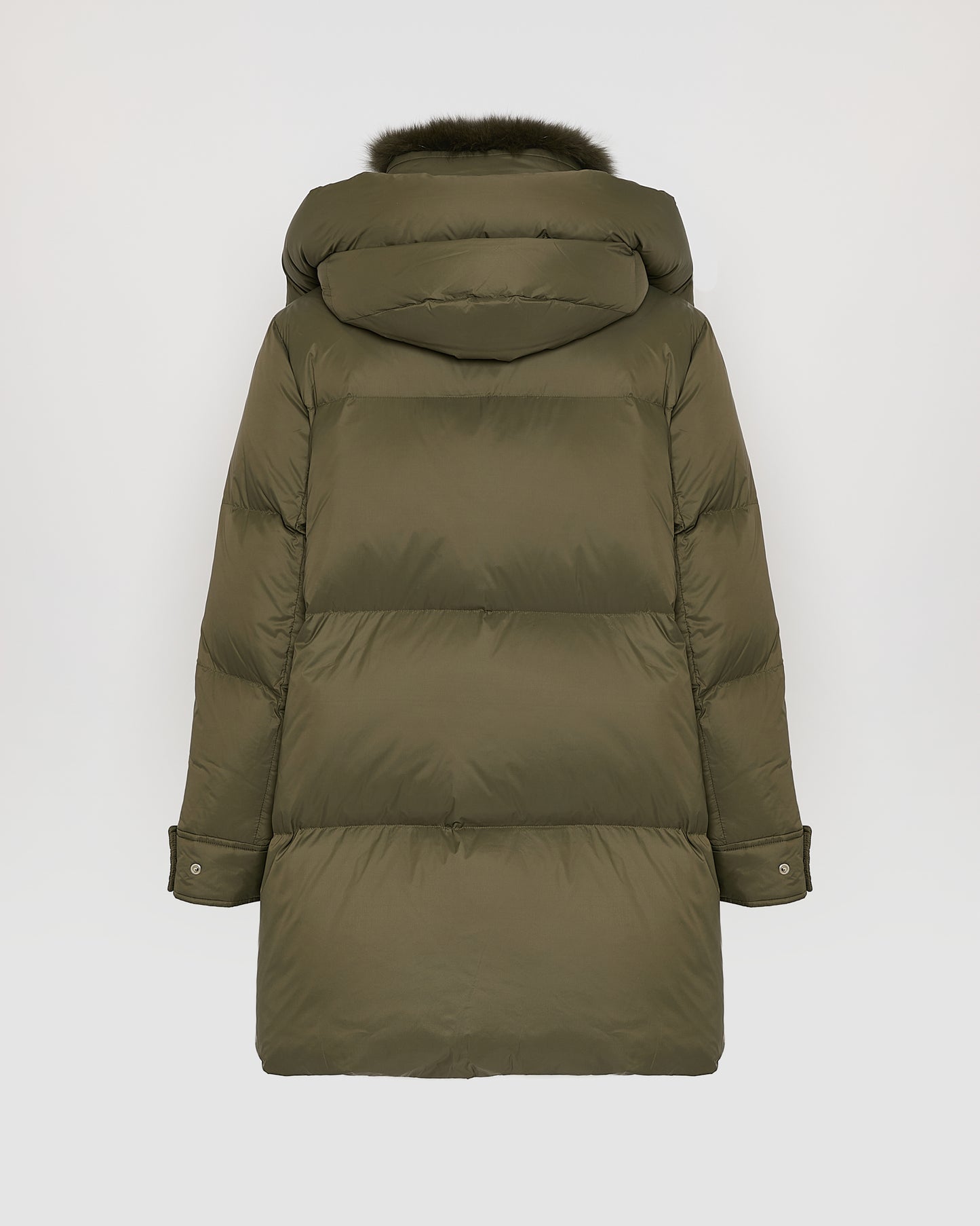 3/4 down jacket in water-repellent technical fabric with fox fur collar trim -Yves Salomon