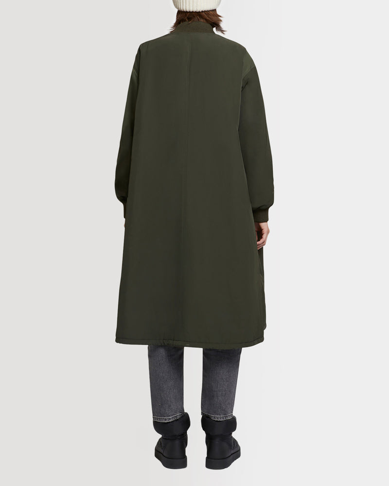 Reversible parka bomber jacket in water-repellent technical fabric and long-haired mink fur