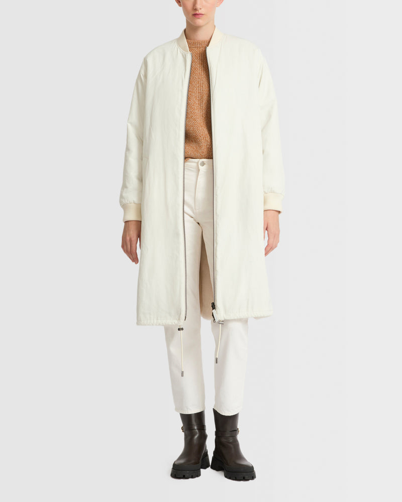Reversible parka bomber jacket in water-repellent technical fabric and long-haired mink fur