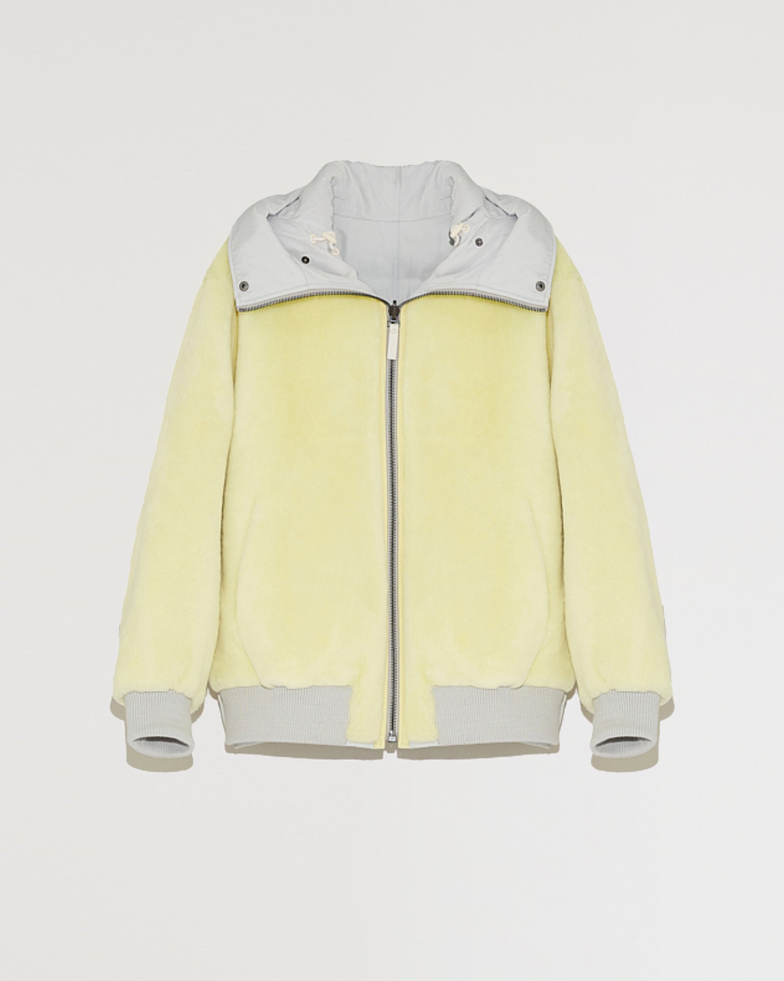 Reversible hooded bomber jacket in technical fabric and sherling-Yves Salomon-Winter sale & boxing day