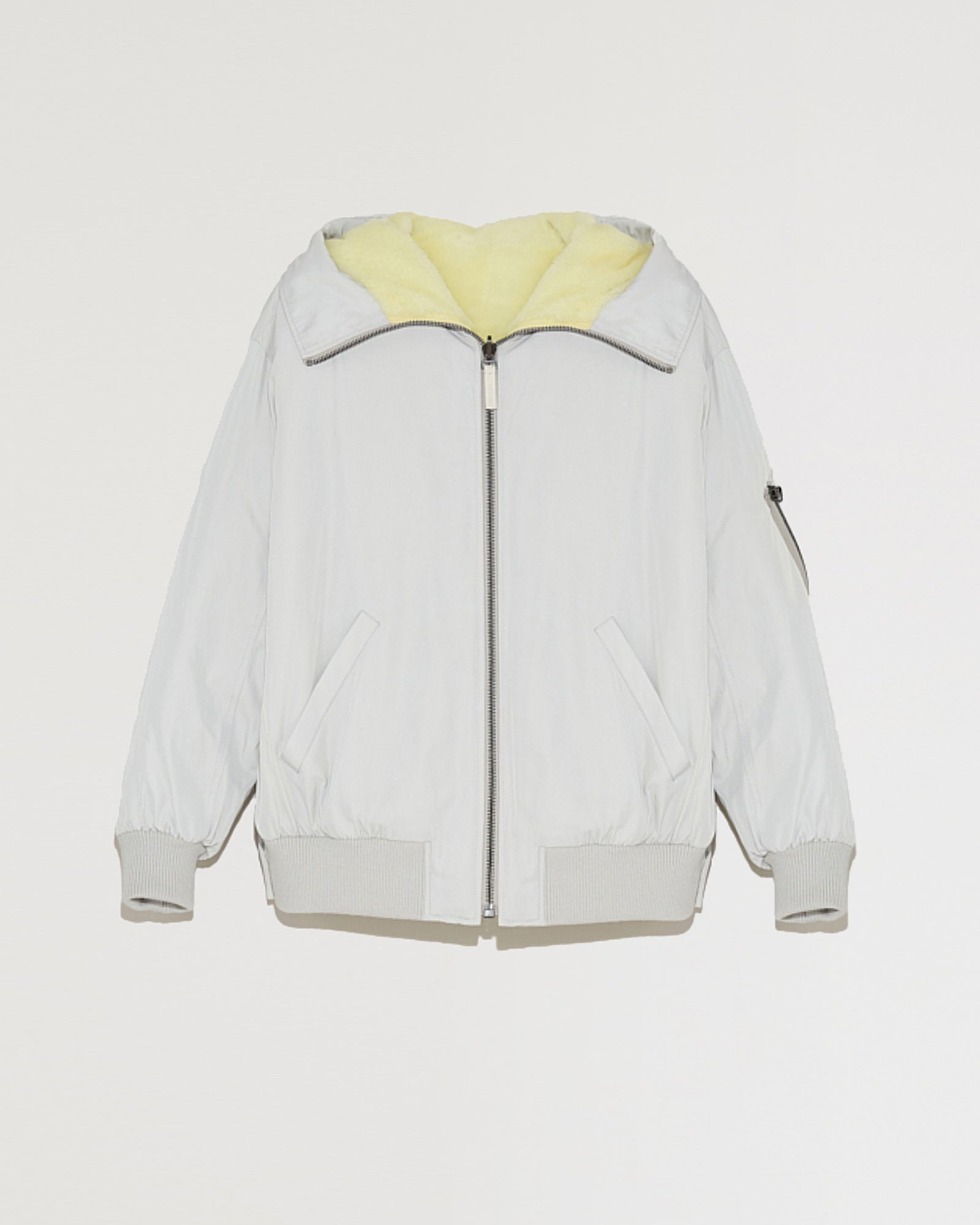 Reversible hooded bomber jacket in technical fabric and sherling-Yves Salomon-Winter sale & boxing day