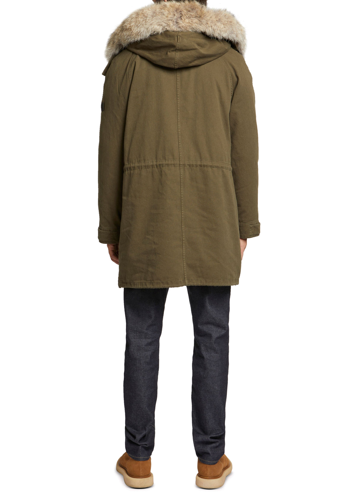Black Friday - Short iconic parka in cotton gabardine with coyote and rabbit fur -Yves Salomon