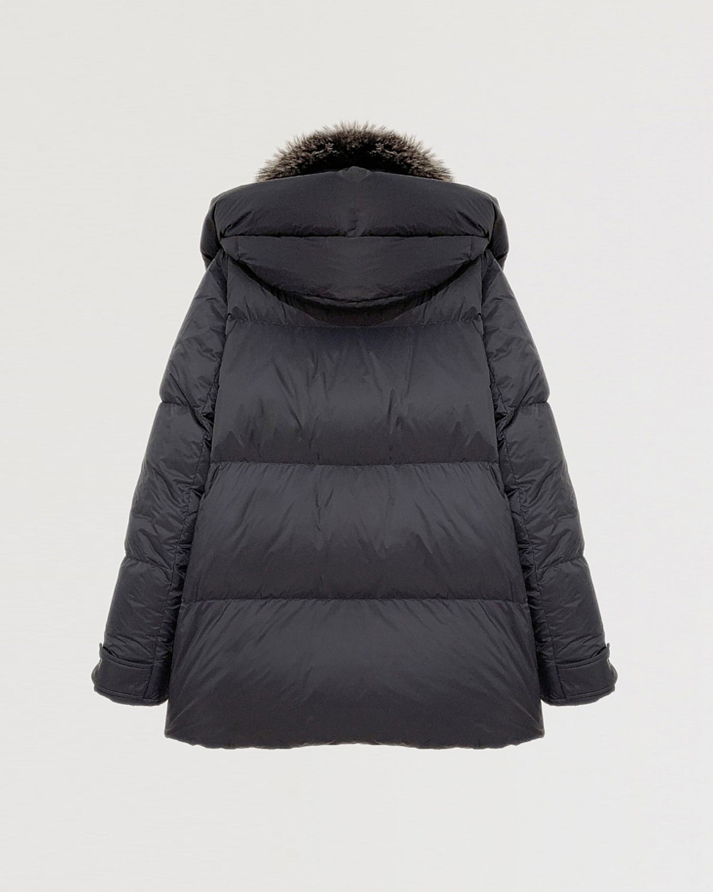 Down jacket in ultra light nylon and fox fur-Yves Salomon-Winter sale & boxing day