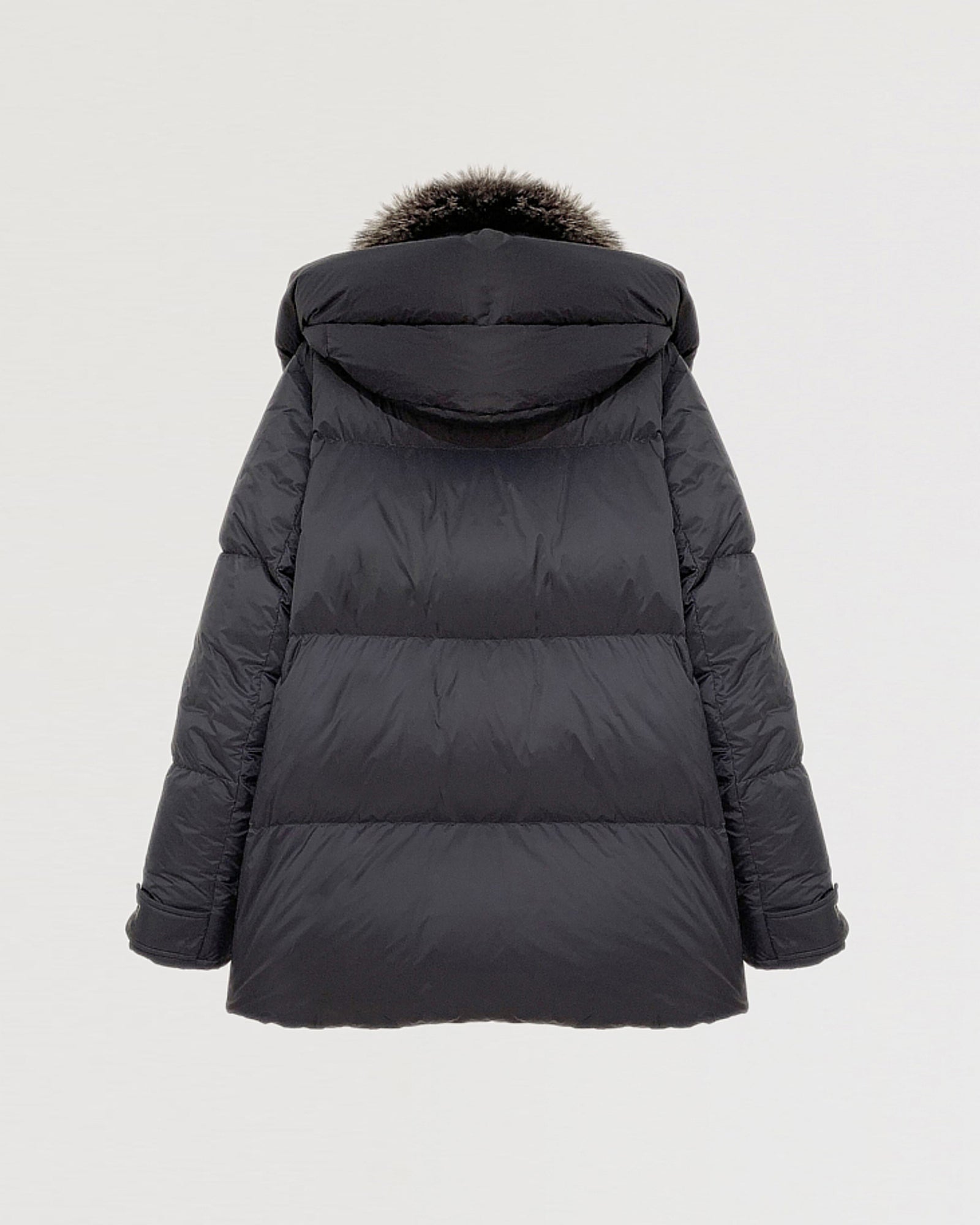 Down jacket in ultra light nylon and fox fur-Yves Salomon-Winter sale & boxing day