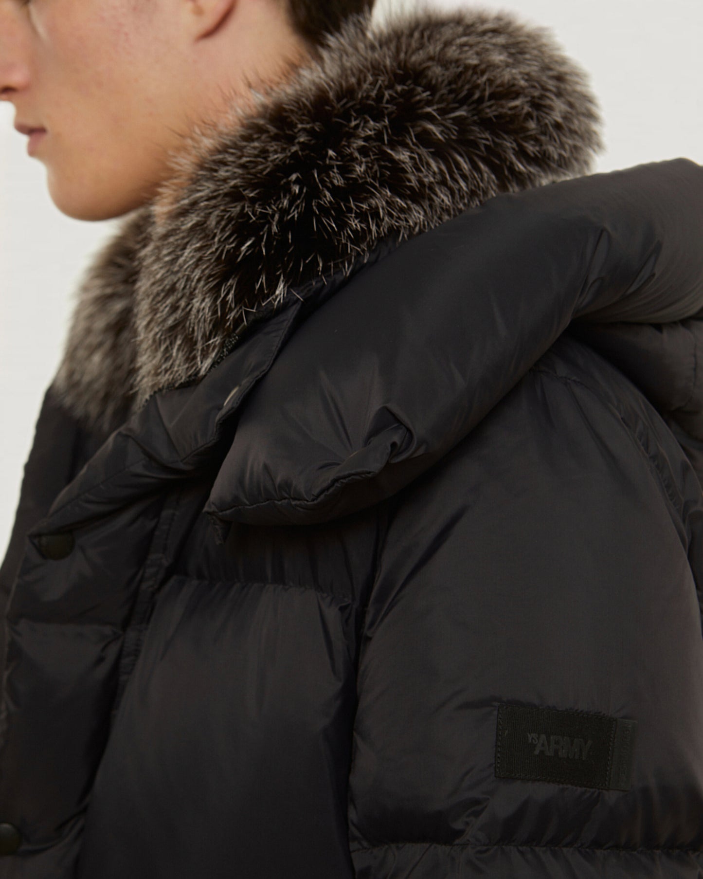 Down jacket in ultra light nylon and fox fur-Yves Salomon-Winter sale & boxing day