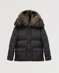 Down jacket in ultra light nylon and fox fur